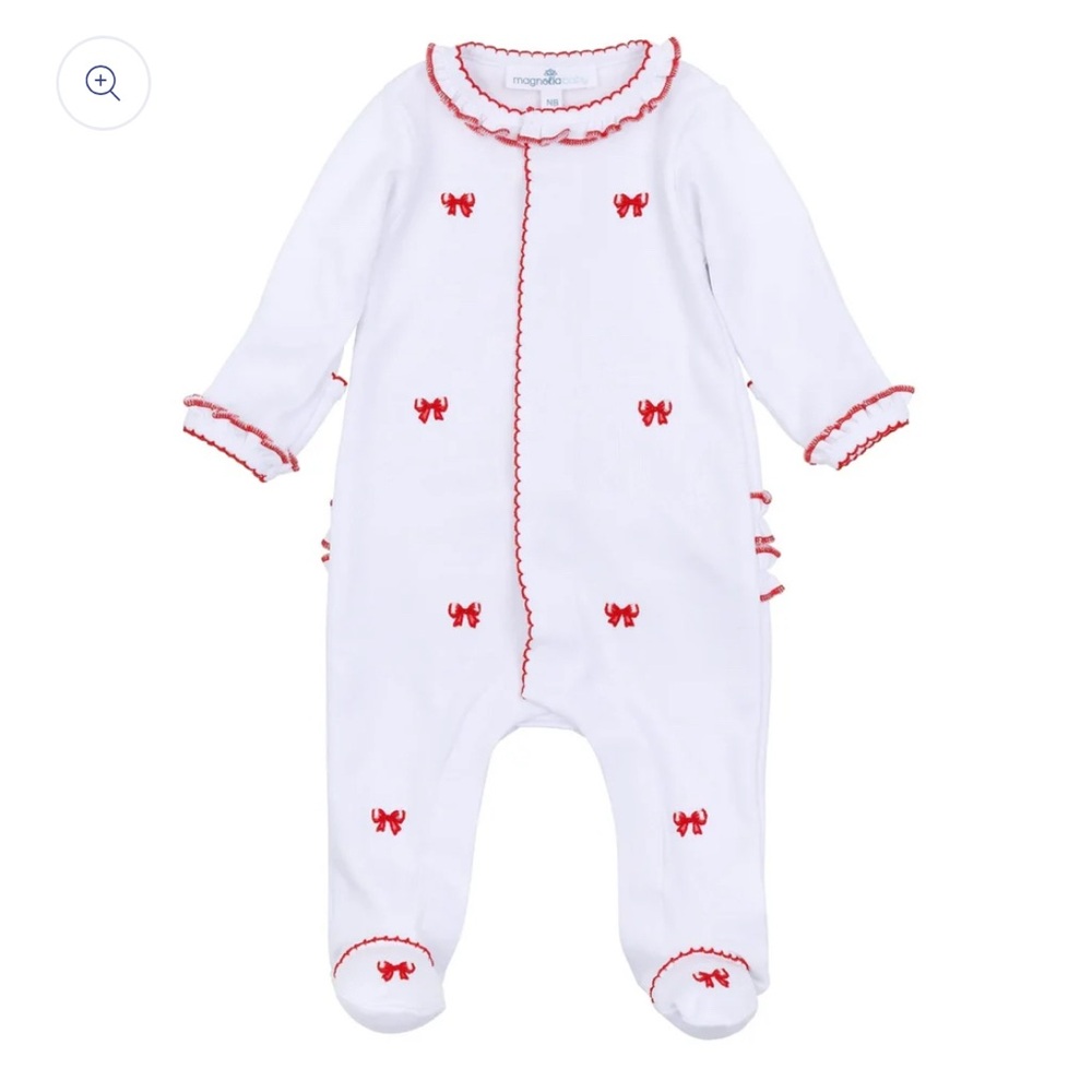 Magnolia Baby Scarlett Bows Ruffle Footie